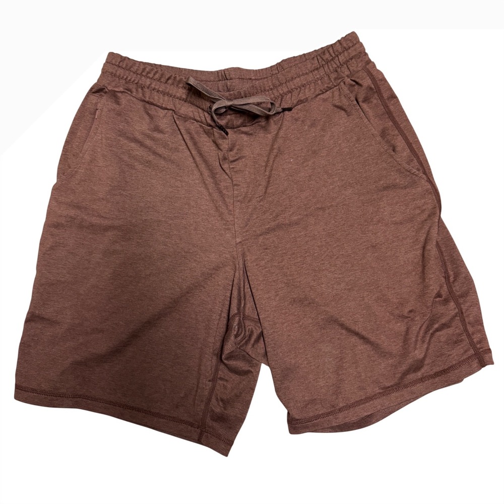 Quince Mens Performance Stretch Shorts Brown Heathered Recycled Polyester Size M